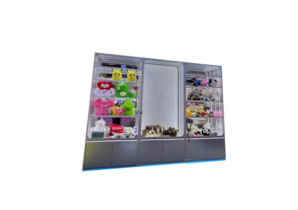 Triple LED-backlit cabinet combo with lower storage, multi-IP display (plush/blind box/figures) Model A-04