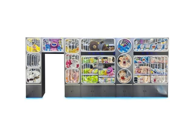 A-13款 Mega modular display wall system, multi-unit combination (doors + round + square), for arcade/mall Model A-13