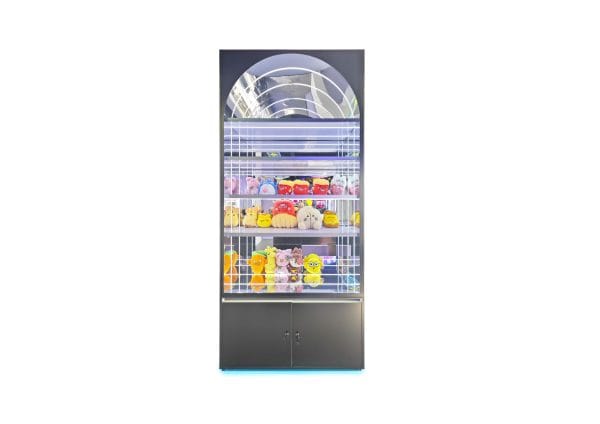 A-14款 4-tier tall cabinet with arched mirror top decoration, dark lower storage cabinet Model A-14