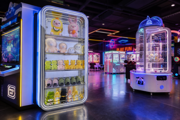 A01、 5-tier curved corner cabinet, RGB LED strips, plush toys/blind box display Model A-01