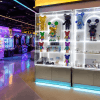 Twin-column transparent acrylic cabinet, LED backlit, Bearbrick/figure display, metal base cabinet Model A-02