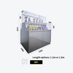 3-Tier Acrylic Step Display Island Cabinet with Lockable Storage Base Model B-01