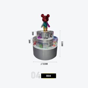 Round 3-Tier Stepped Glass Display Tower with Hero Figurine Topper Model B-04