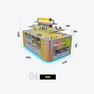 3-Tier Stepped Display Island with Top Lightbox Signage & Holographic Rainbow LED Base Model B-06