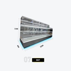 B07 Wall-Back Multi-Tier Transparent Acrylic Step Display with LED Strip Lighting Model B-07