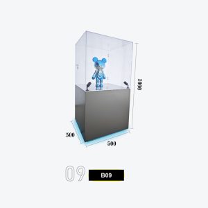 Premium Single Glass Display Case with Dual LED Spotlights & LED Plinth Model B-09