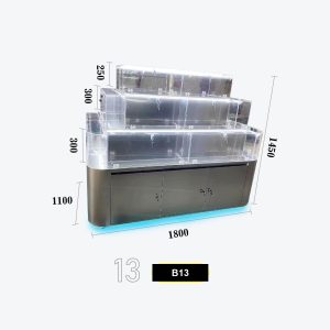 3-Tier Lockable Acrylic Display Cabinet with Hinged Doors & LED Plinth Model B-13