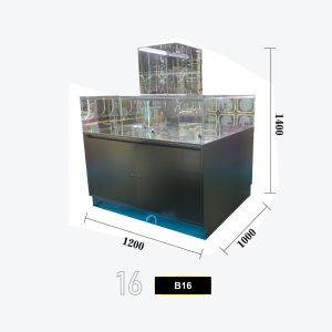B16 Counter-Top Square Glass Display Cabinet with Mirrored Showcase & Storage Base Model B-16