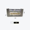 C02 L-Shaped Corner Reception Desk with Acrylic Logo Crown and Glass Display Top for Family Entertainment Centers Model C-02