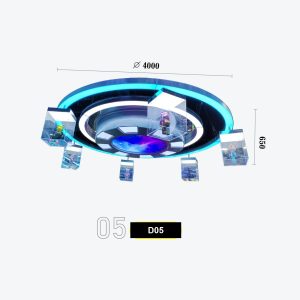 D05 8-Cube Collectible Display Ceiling Chandelier — Nebula-Core Ring Light with Acrylic Showcases for Prize Zones & Capsule-Toy Shops Model D-05
