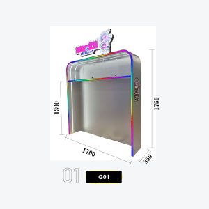 Arcade Pinball Machine Cabinet 3-Player Single-Sided Station with RGB LED Illuminated Frame & Space Theme Model G-01 (Three Countertops)