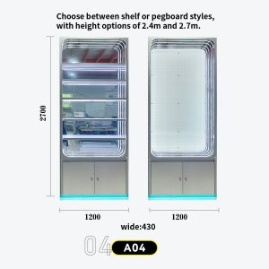 Triple LED-backlit cabinet combo with lower storage, multi-IP display (plush/blind box/figures) Model A-04