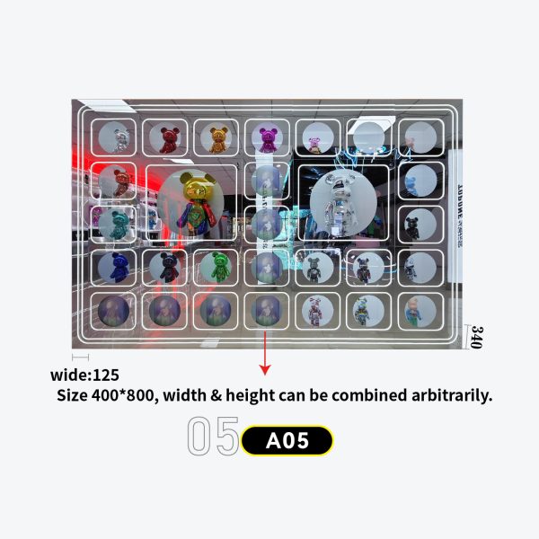 和禧潮尺寸图A系列-05 Large LED backlit wall with circular spotlight grid, designer toy/Bearbrick display backdropModel A-05