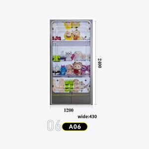 和禧潮尺寸图A系列-06 4-tier square LED cabinet, lower storage, rounded corners, plush toy/blind box display Model A-06