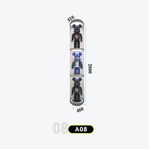 Cylindrical 3-section stacked space capsule tube, single-piece figure display, individual transparent chambers Model A-08