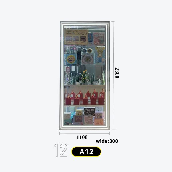 和禧潮尺寸图A系列-12 Slim 6-tier LED cabinet, multi-purpose for blind box/small gifts, narrow multi-layer design Model A-12