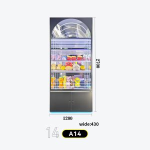 4-tier tall cabinet with arched mirror top decoration, dark lower storage cabinet Model A-14